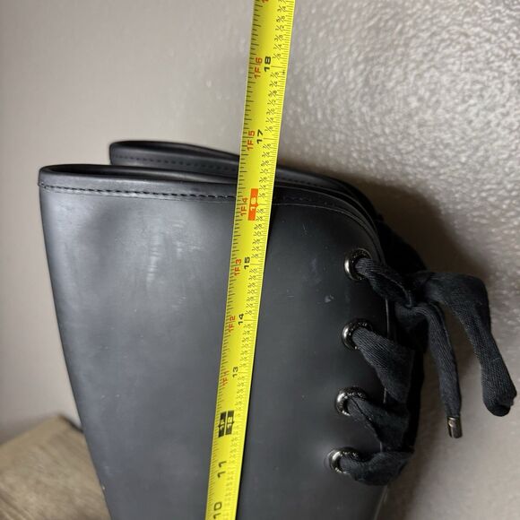 Coach Tristee Size 7B Waterproof Rubber Rain Boots Fleece Lined Corset Lace Up - Picture 12 of 15